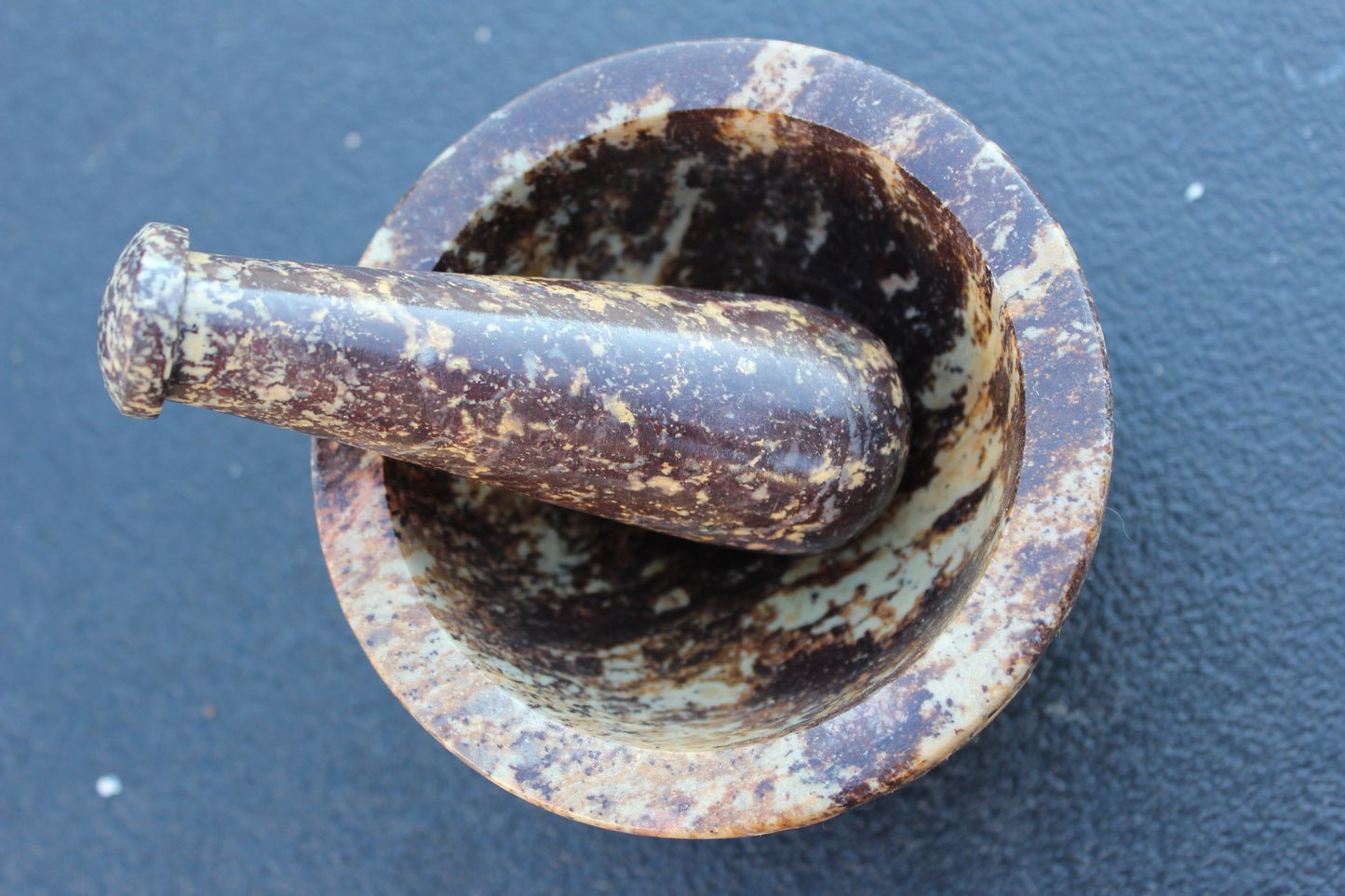 Mortar and Pestle- Soap Stone- Carved Leaves