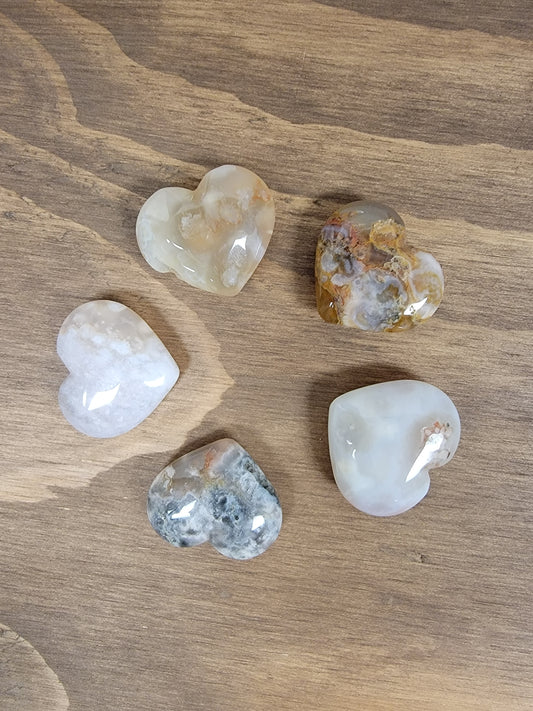 Flower Agate Hearts